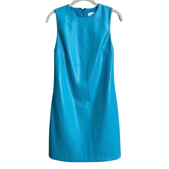 House of Harlow 1960 | Cian Blue Sleeveless Vegan Leather Minidress SZ M - Picture 4 of 11